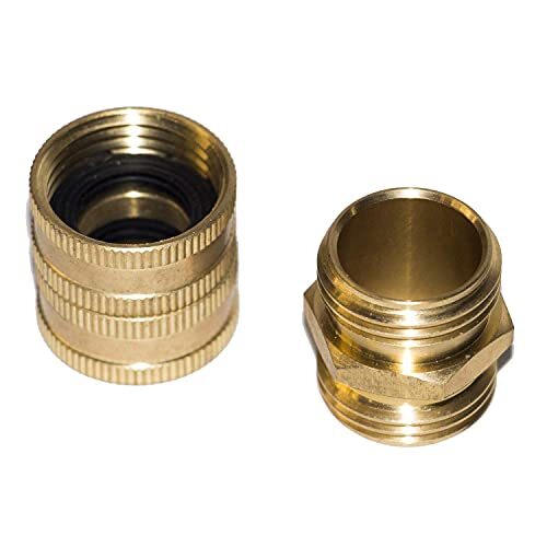 2 Sets Garden Hose Adapter, 3/4 Inch Solid Brass Hose Connectors Adapters