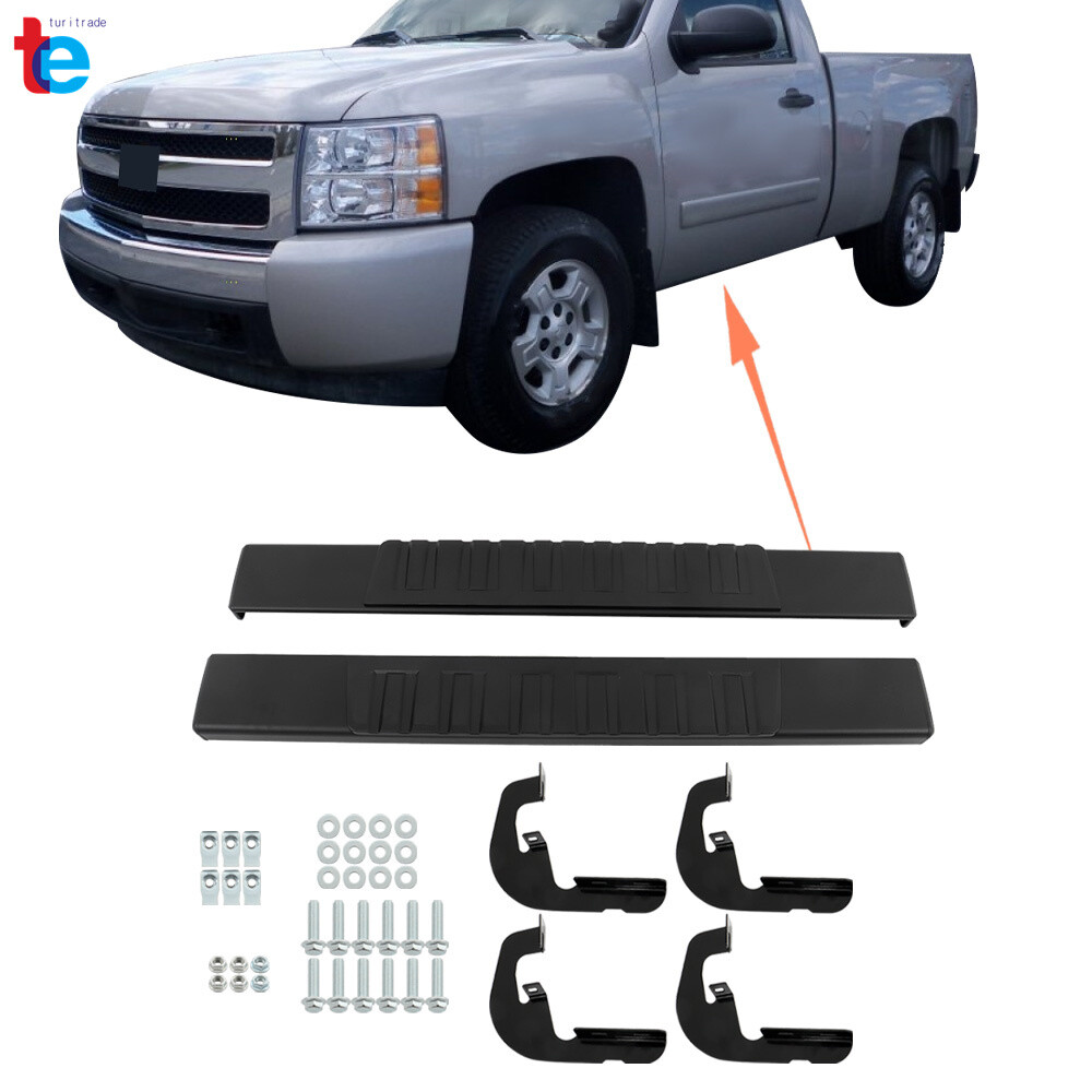 6" Running Board Nerf Bar Side Step Black H For Silverado REG Cab 2007-2018