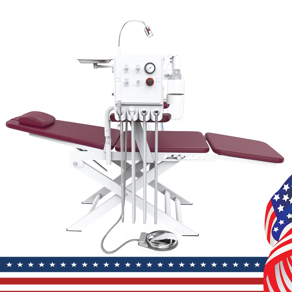 Portable Dental Delivery Unit Suction System Rolling Case Air Compressor /Chair