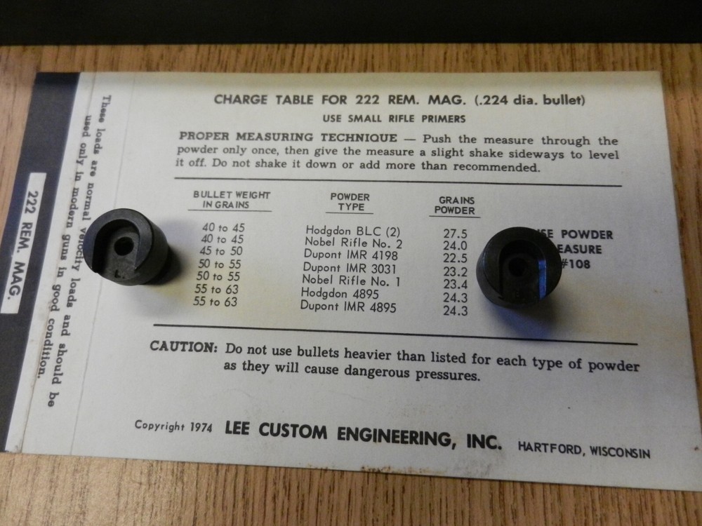 1974 Lee Loader Target Model Zero Error 222 Rem Mag In Original Box