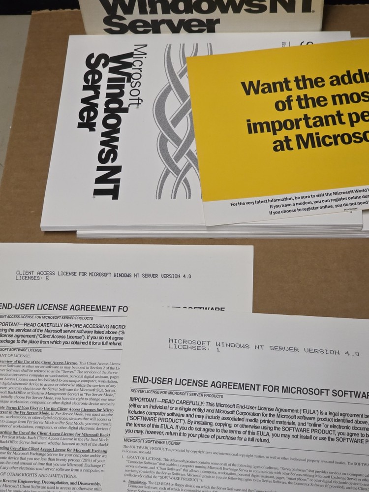 Windows NT Server 4.0 Upgrade 5 CAL Client Pack CD-ROMs and Floppys