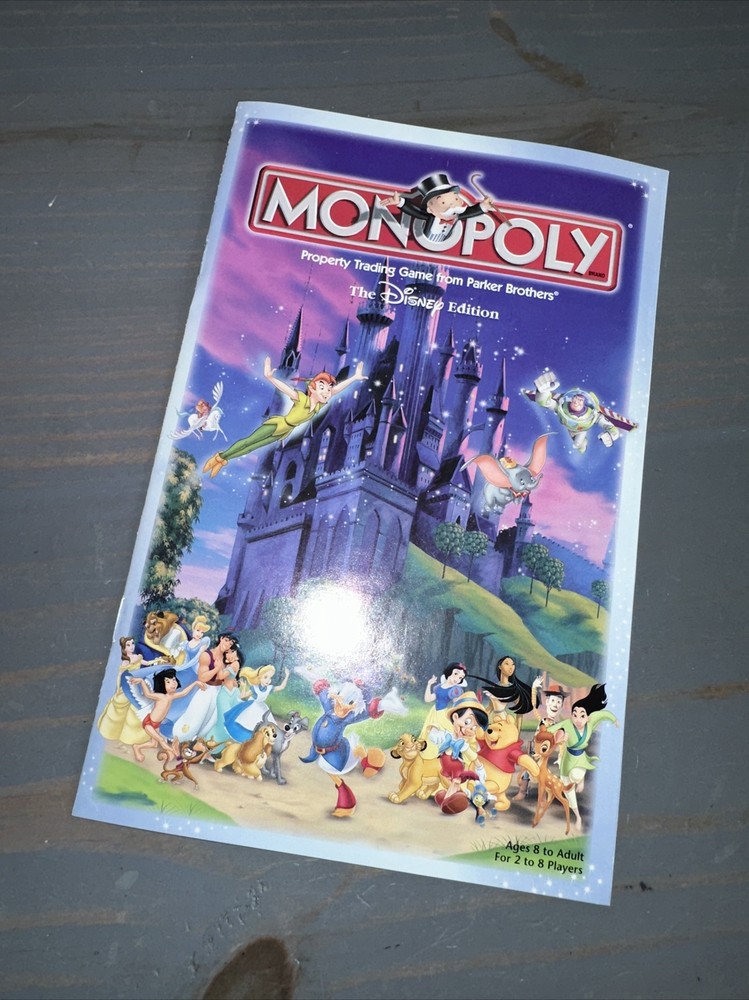 Instructions Manual Rules Monopoly The Disney Edition 2001 Replacement Pieces