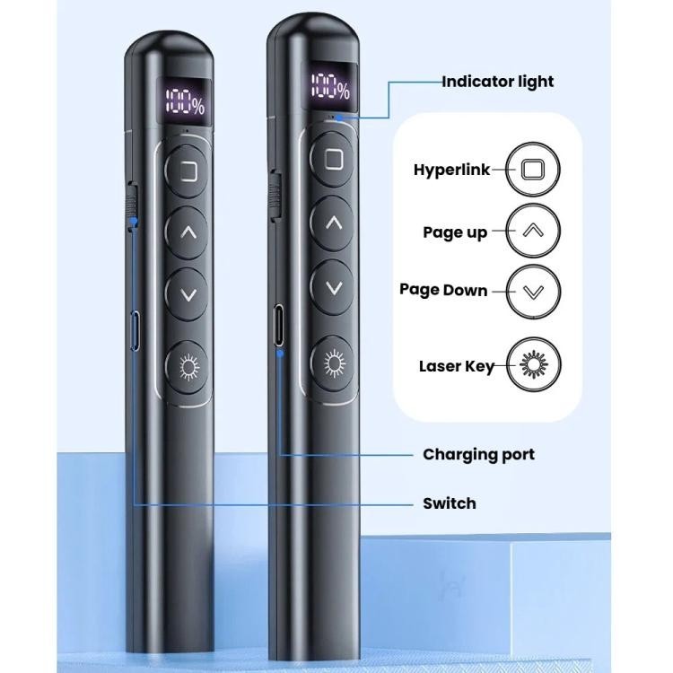 Wireless Presentation Remote Laser Pointer Rechargeable RF 2.4GHz 100M Range