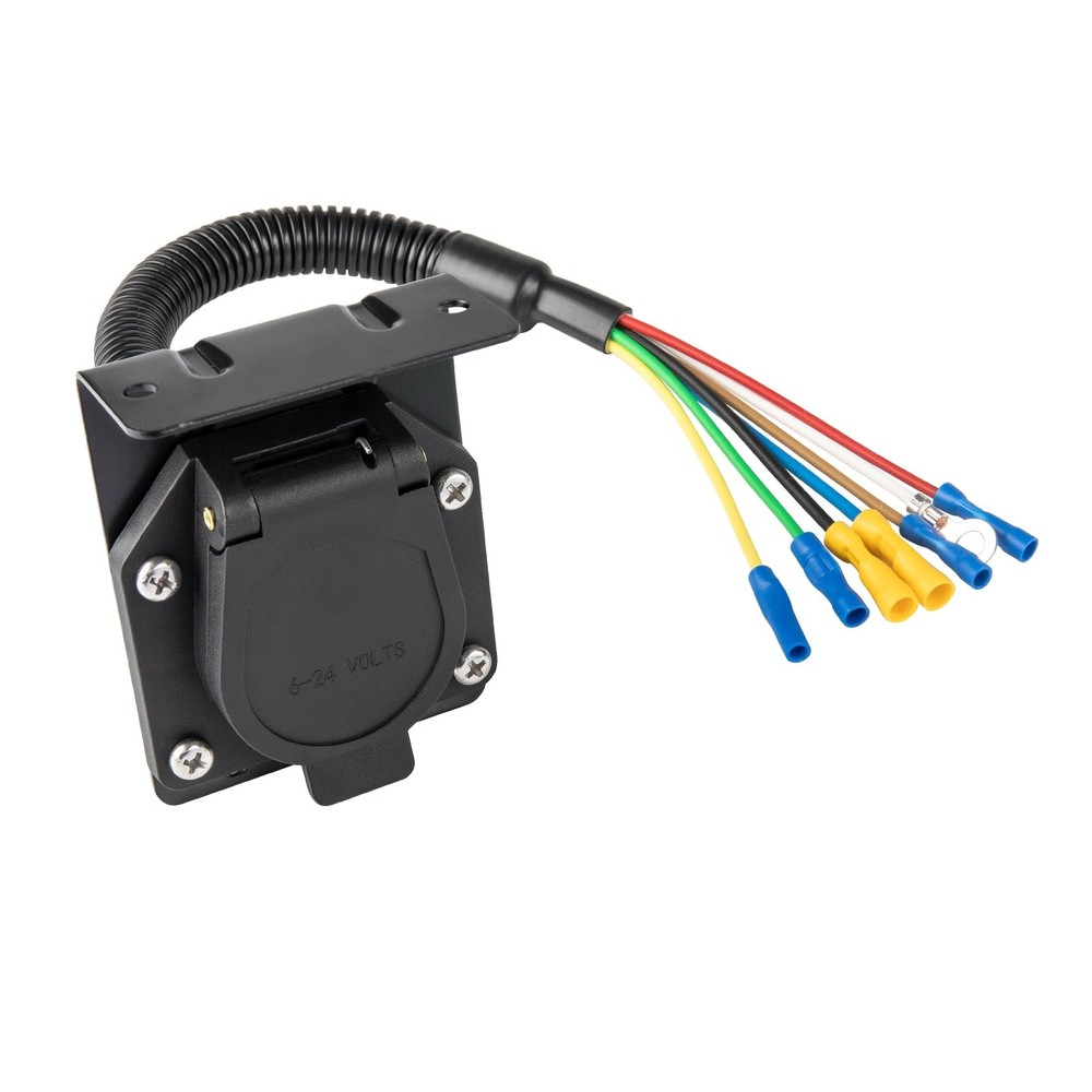 MECMO 7 Way RV Trailer Light Connector Socket 7 Pin Wire Electrical Trailer...