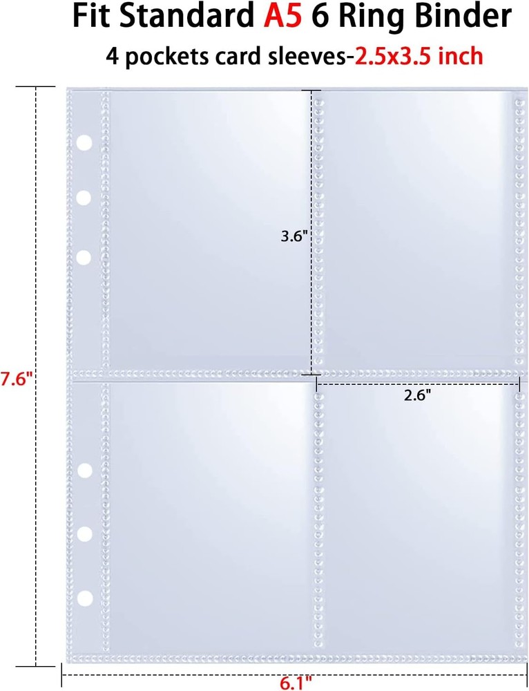 40 Pack 320 Pockets 6 Ring A5 Binder Transparent/Green