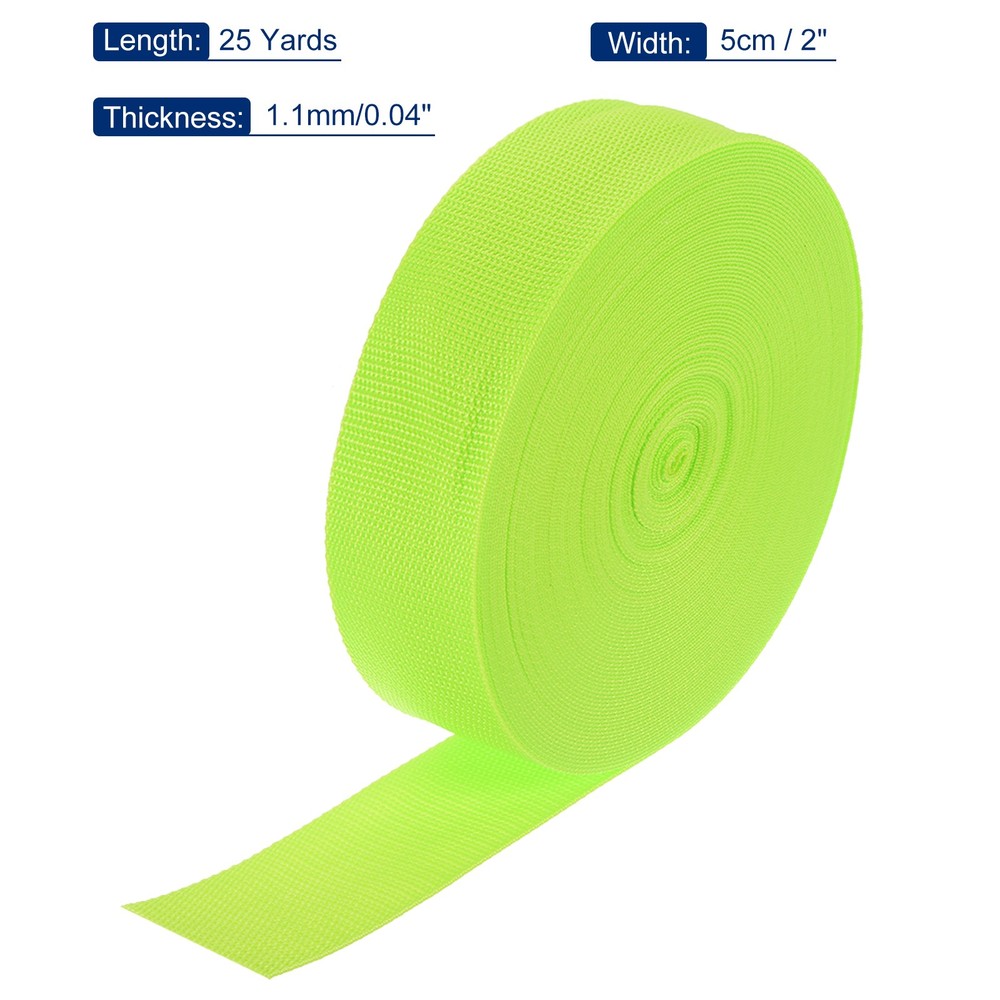 Lightweight Polypropylene Webbing Strap 2" 25 Yard Band Yellowish Green