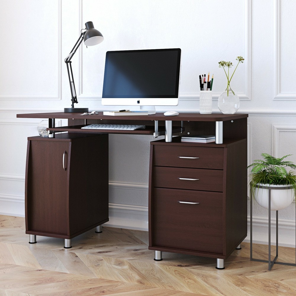 Techni Mobili Complete Computer Desk Workstation with Multiple Storage Drawers