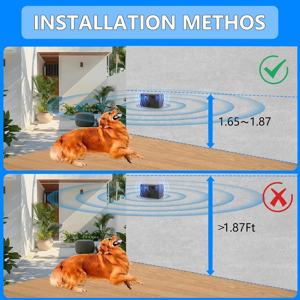 Effective Indoor/Outdoor Dog Bark Control Device with 50ft Range - Black