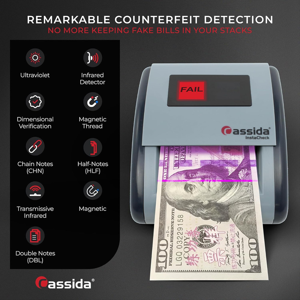 Instacheck Small Footprint, Easy to Read Automatic Counterfeit Detector with Inf