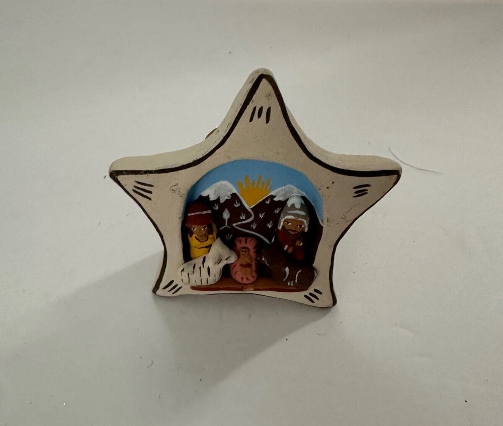 Peruvian Handmade Clay  3” Nativity Candlestick holder NEW