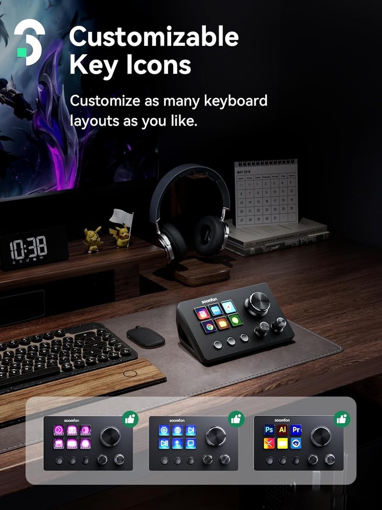 SOOMFON Stream Controller SE 6 Key LCD Macro Deck for OBS Twitch PC Mac