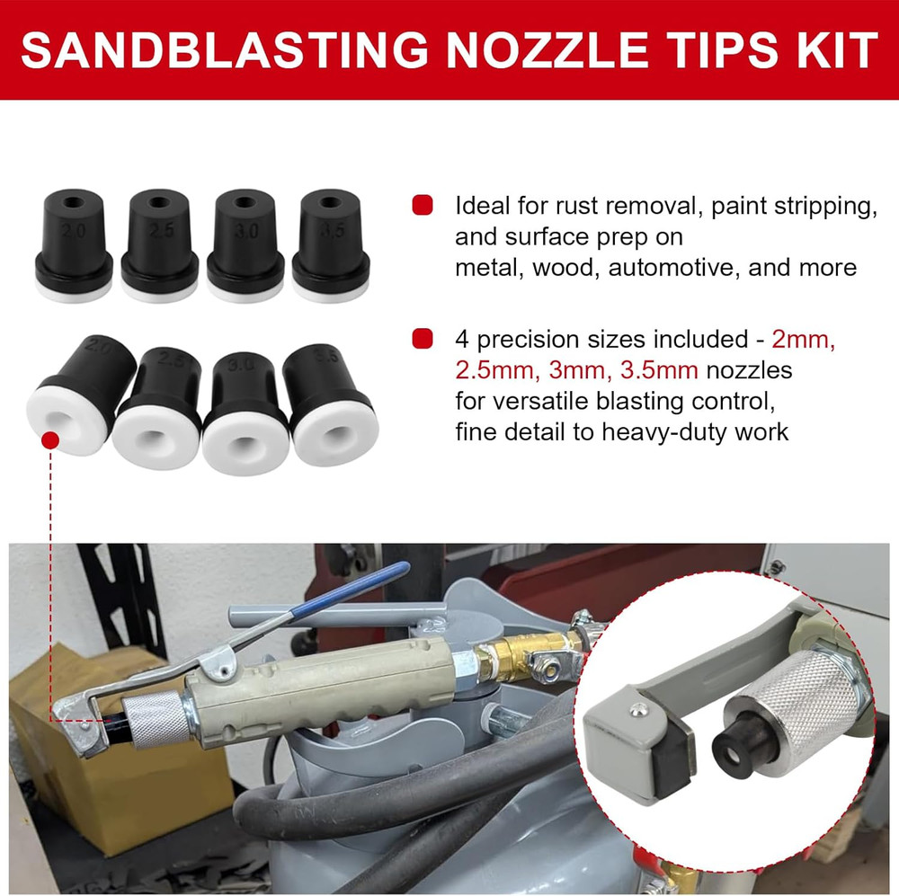Sandblasting Nozzle Tips Kit, Abrasive Blast Sandblaster Gun Ceramic Tips 2Mm/2.