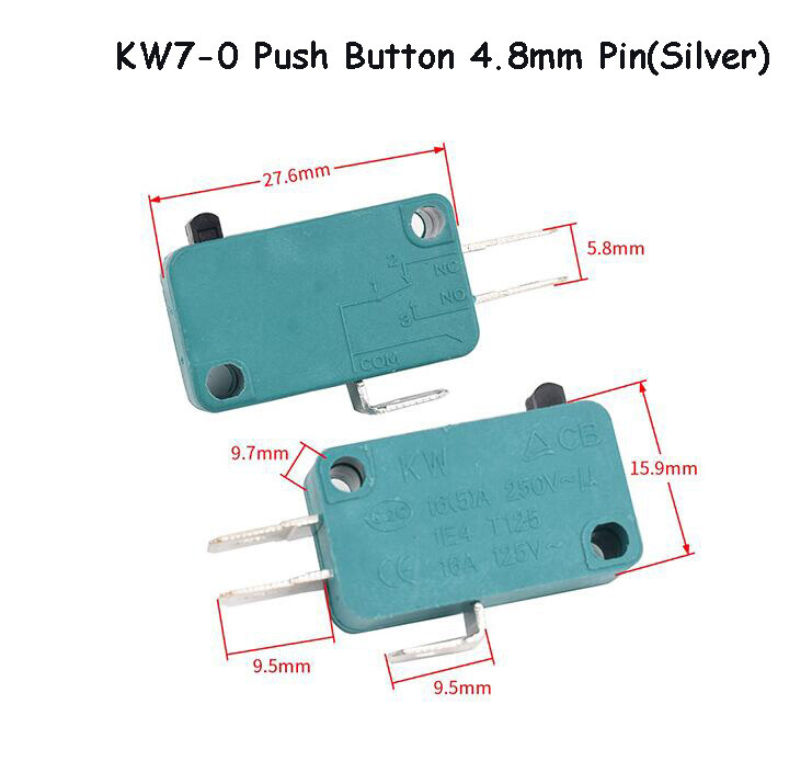 Micro Limit Switch SPDT Microswitch Roller Lever Arm Actuator 4.8mm 6.3mm Pin