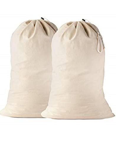 2 Pack Extra Large Cotton Laundry Bag with Drawstring Travel Organizer Bag