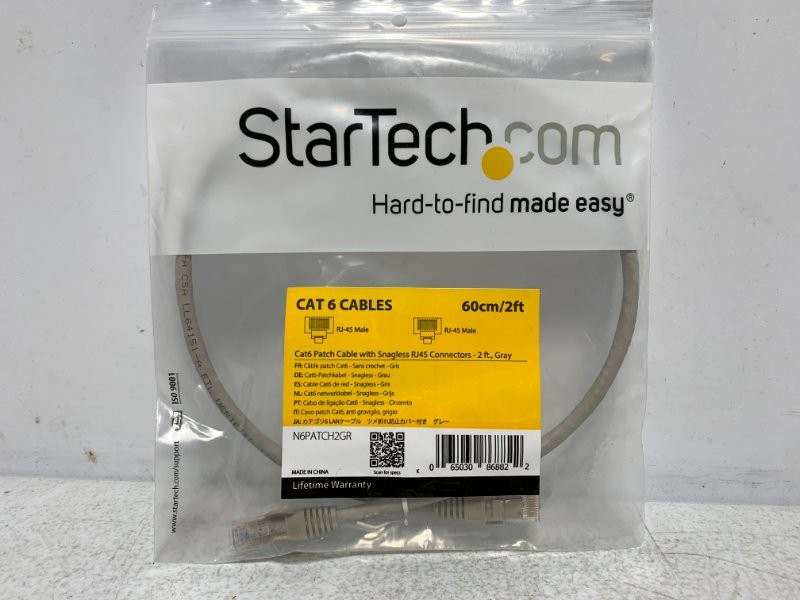 Startech N6PATCH2GR Ethernet Cable 2' Cat6 Gray RJ45