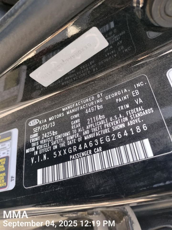 RIGHT REAR DOOR WINDOW REGULATOR OEM 2012 KIA OPTIMAKIA
