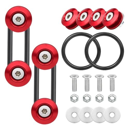 Bumper Trunk Quick Release Kit, Quick Release Front Rear Bumper Fasteners Red
