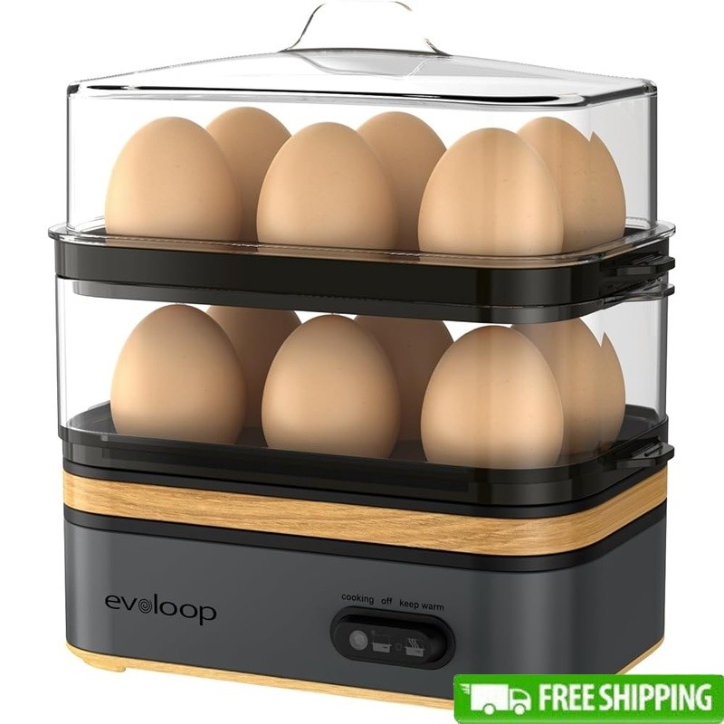 Stackable Egg Cooker Multi Functional Boiled Eggs Easy Clean Dishwasher Safe New