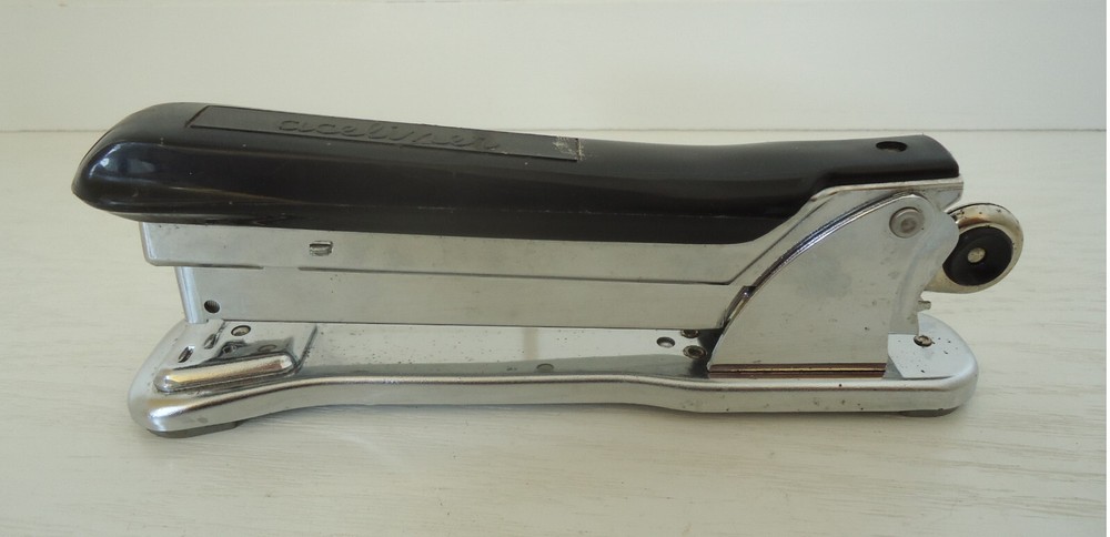 Vintage Stapler, Aceliner #502 Black and Chrome