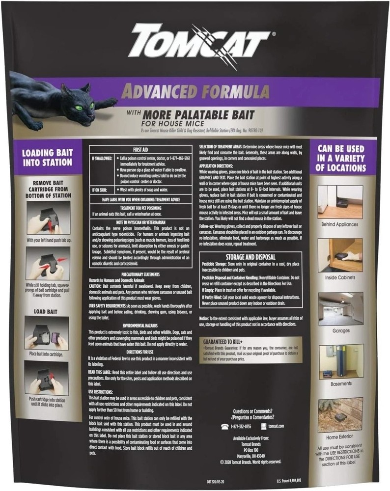 Tomcat Advanced Formula Mouse Killer with Refillable Bait Station + 12 Refills