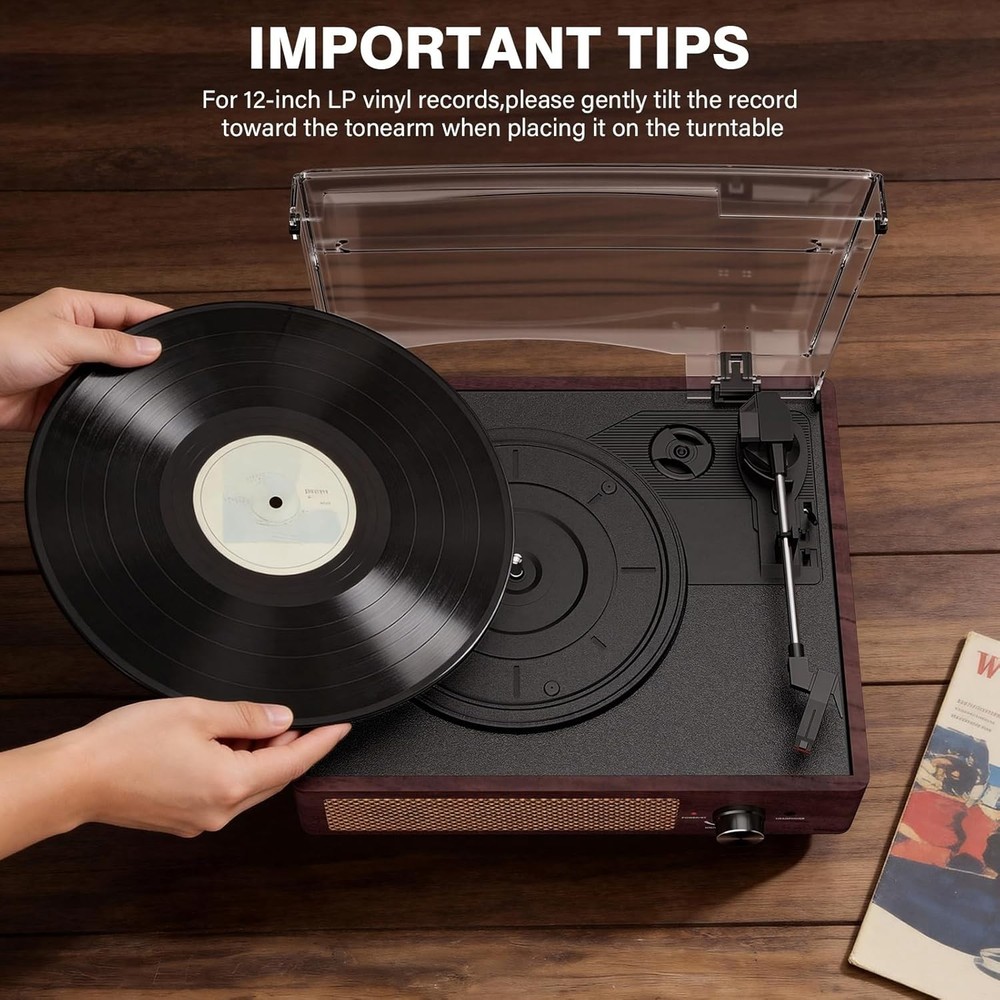 Vintage Retro Vinyl Player with Bluetooth Connectivity