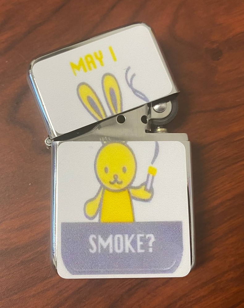 Smoking Cyber Bunny Flip Top Oil Lighter Windproof