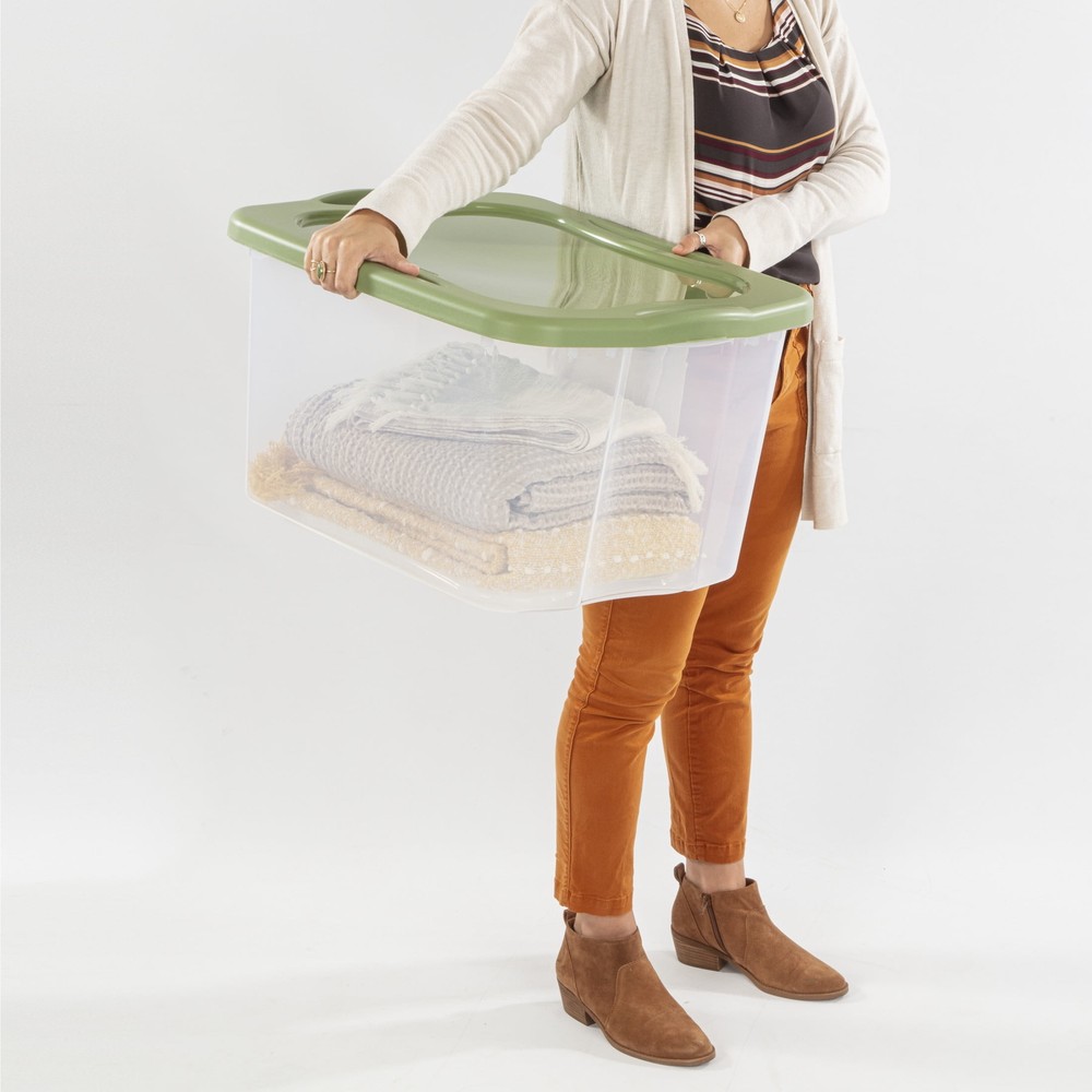 Storage Bin, Full-Grip Handles, Green