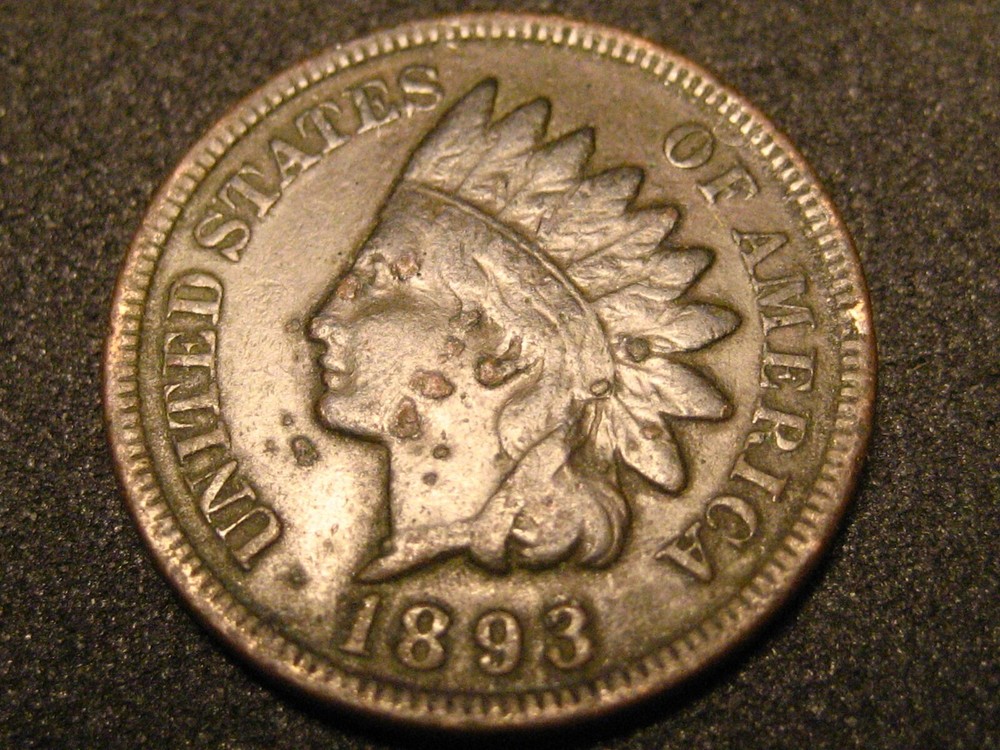 1893 Indian Head Cent Damaged
