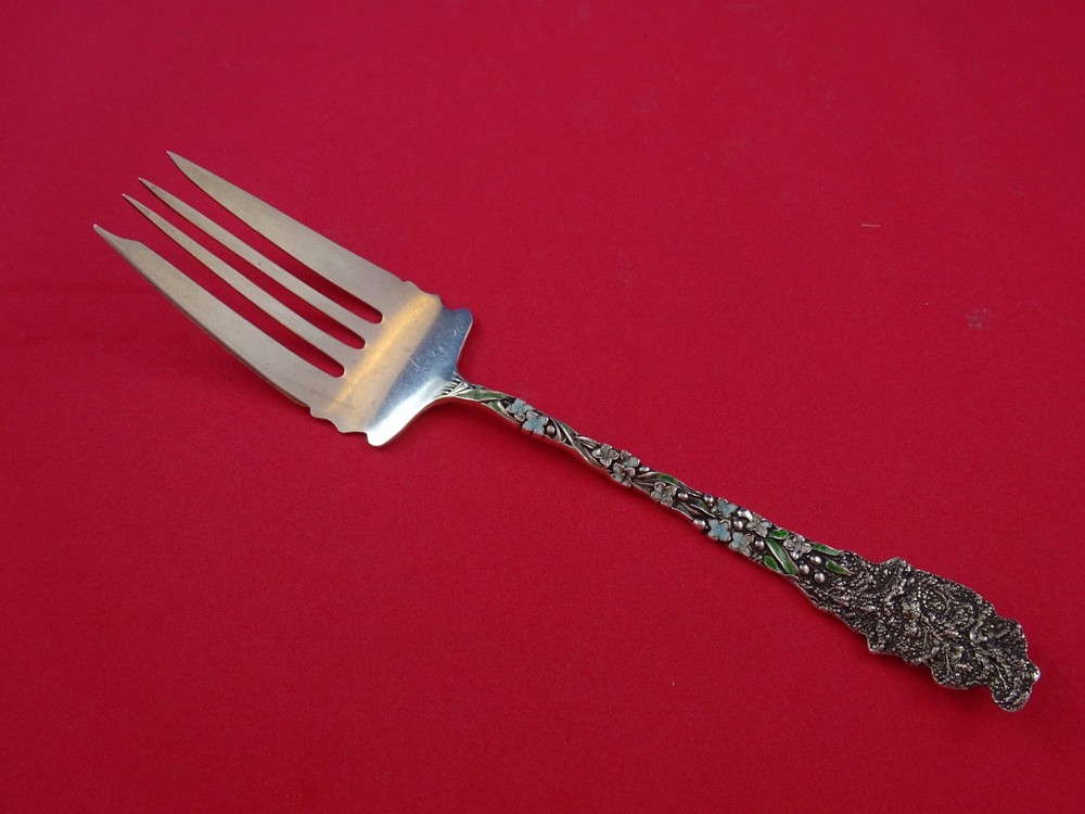 Sterling Silver and Enamel Cold Meat Serving Fork #3148