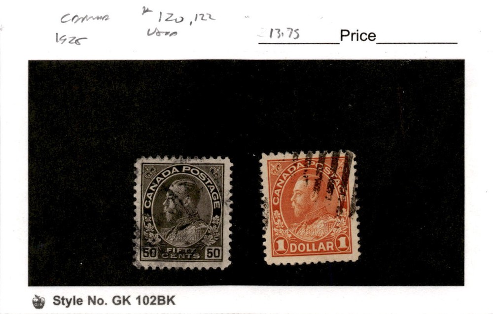 Canada, Postage Stamp, #120, 122 Used, 1925 King George (AE)