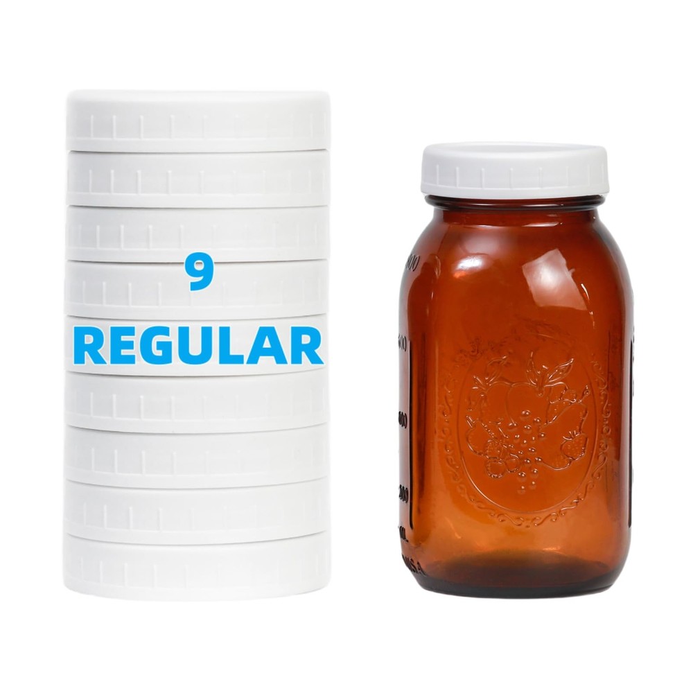 Bedgeta 9 Pack Upgraded White Regular Mouth Mason Jar 9 regular mouth,
