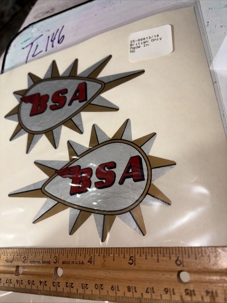 BSA Tear Drop Pair Red Gold Edge Vinyl Transfer Decal
