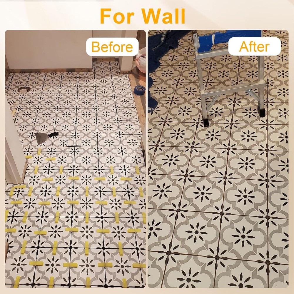 Tile Leveling System with Tile Pliers and Hammer - 300 Piece Tile Spacers Cli...