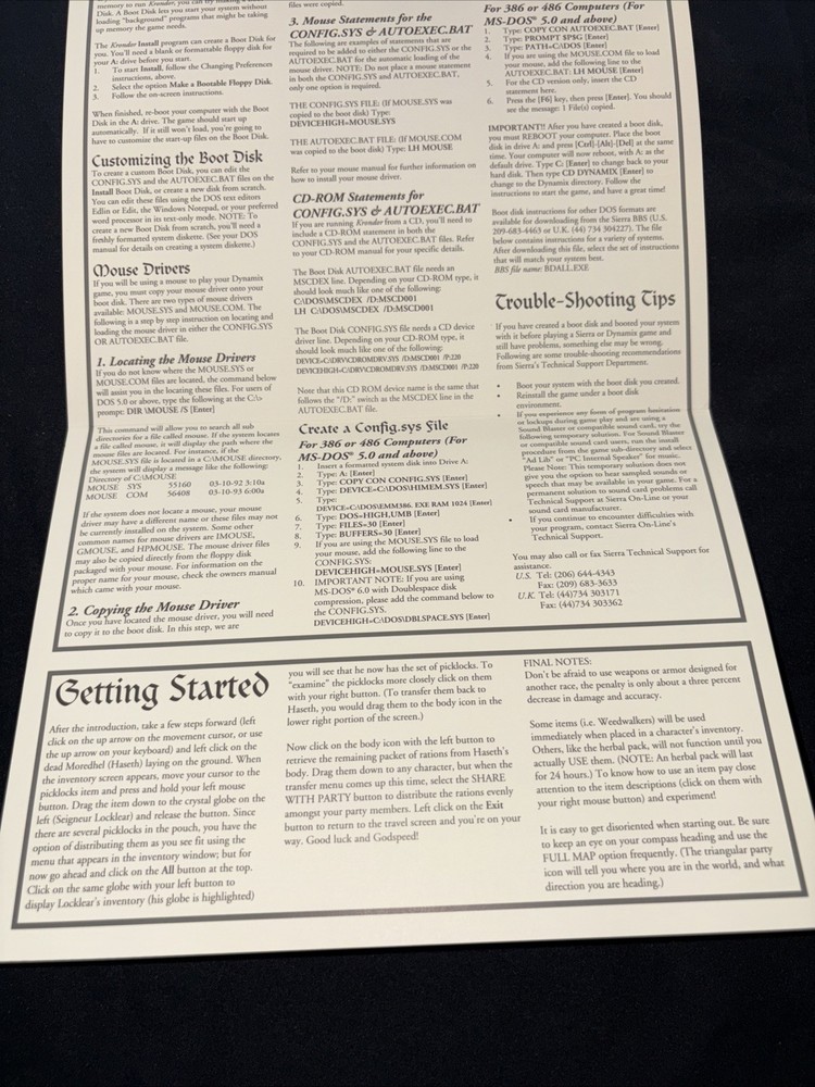 Krondor Map Installation & Reference Guide Vintage Pc Video Game Dynamix ￼