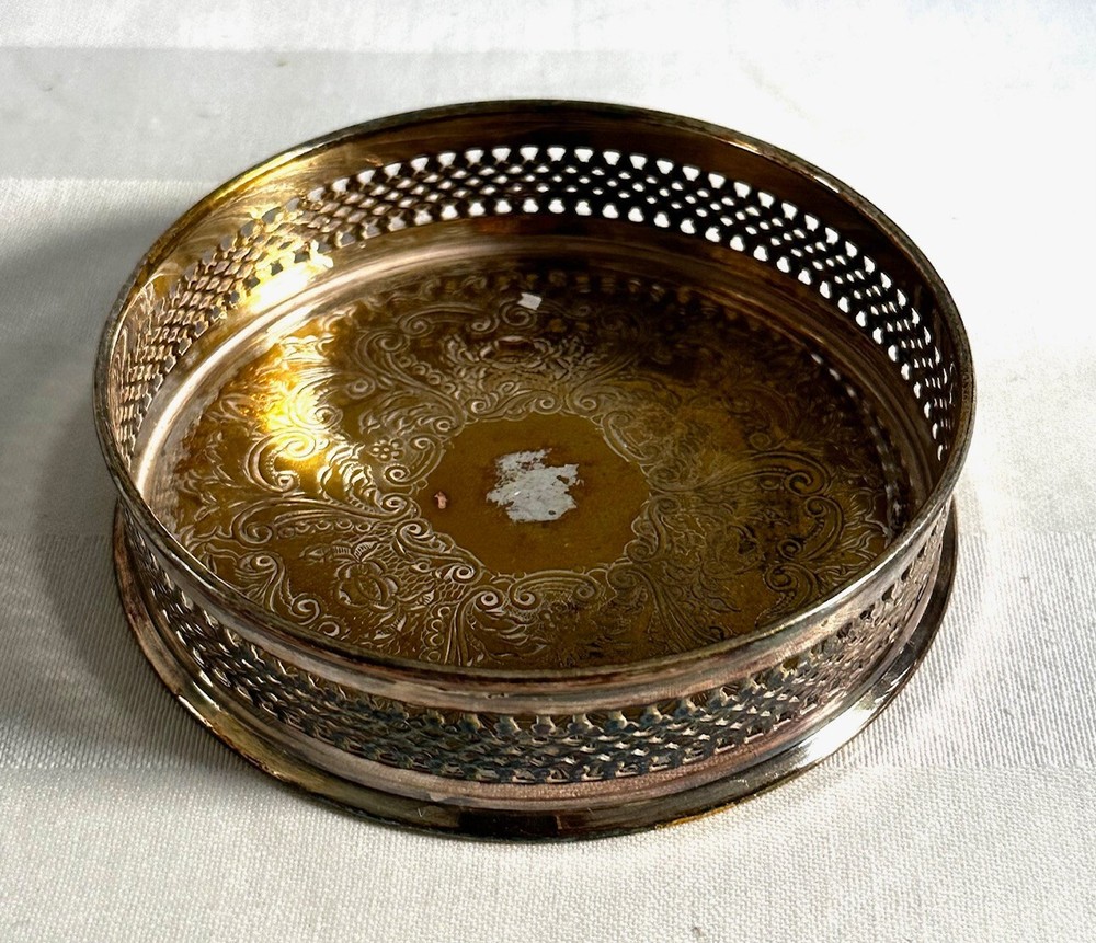 Silver Plated English Wine Bottle Coaster