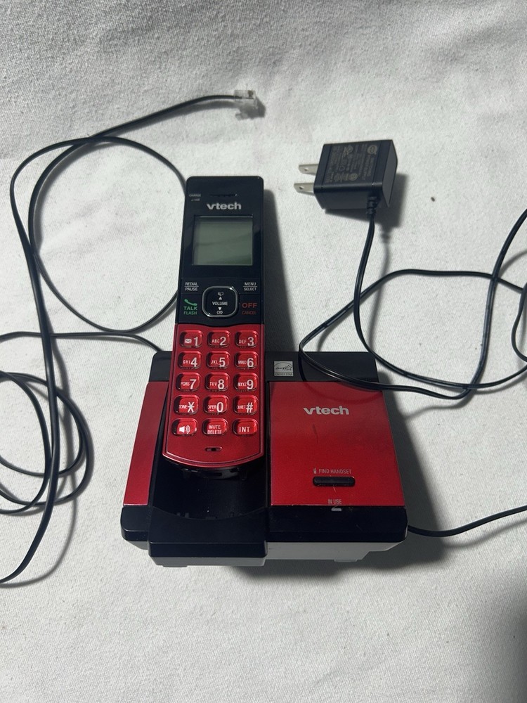 VTech Cordless Phone w/ Base Red Black Home Phone System Untested