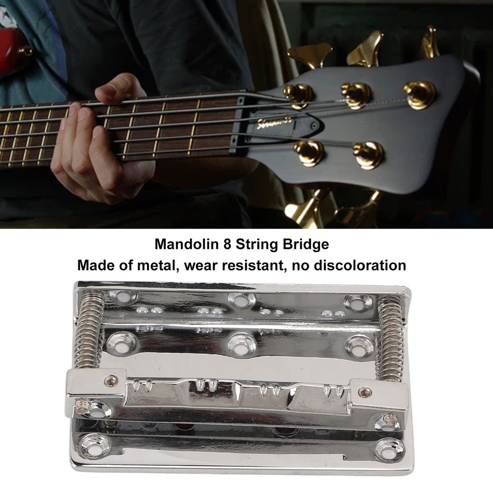 ♡ Metal Mandolin Bridge 8 String Saddle Bridge Plate Replacement Musical