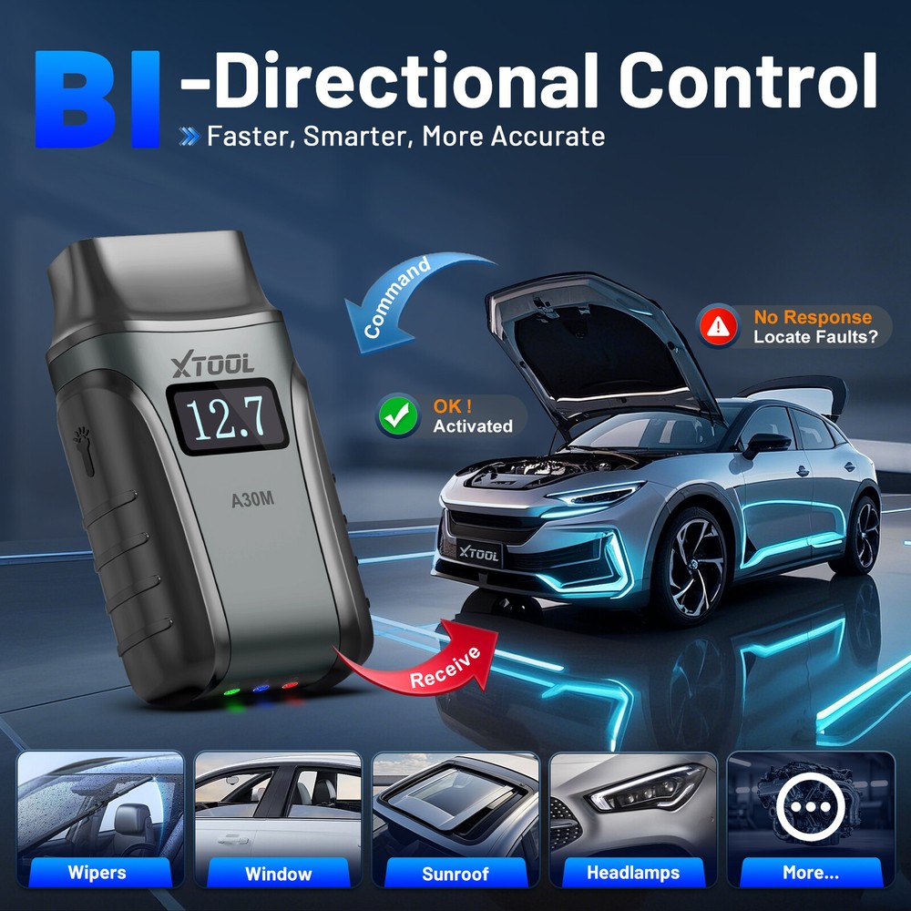 XTOOL A30M +Cable Car Bluetooth OBD2 Scanner Bidirectional Full Diagnostic Tool