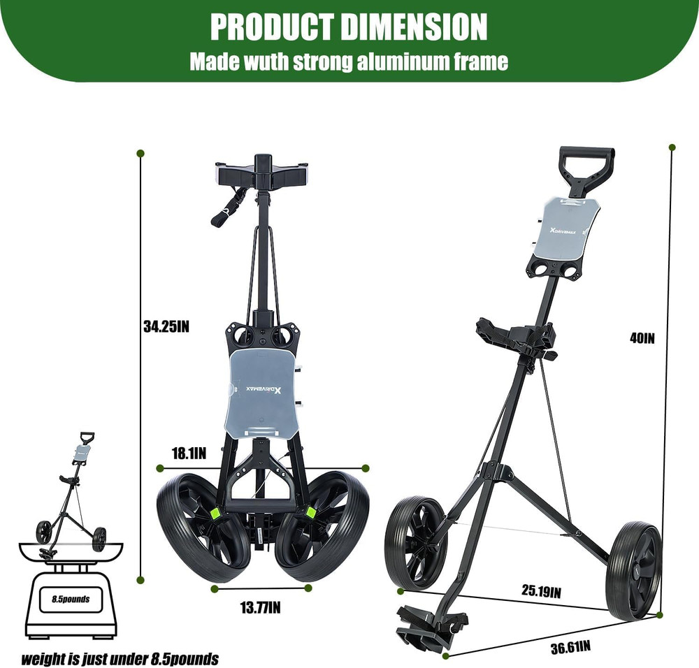 Lightweight Folding Golf Push Pull Cart, Professional Manual Walking Golf Trolle