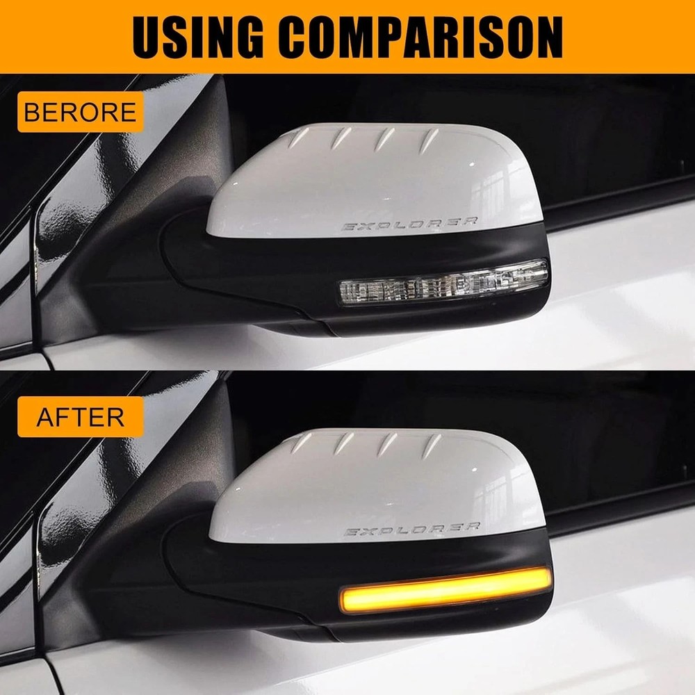 [2pcs] Side Mirror Turn Signal Lights for Ford Explorer 2011-2019 Replacement# B