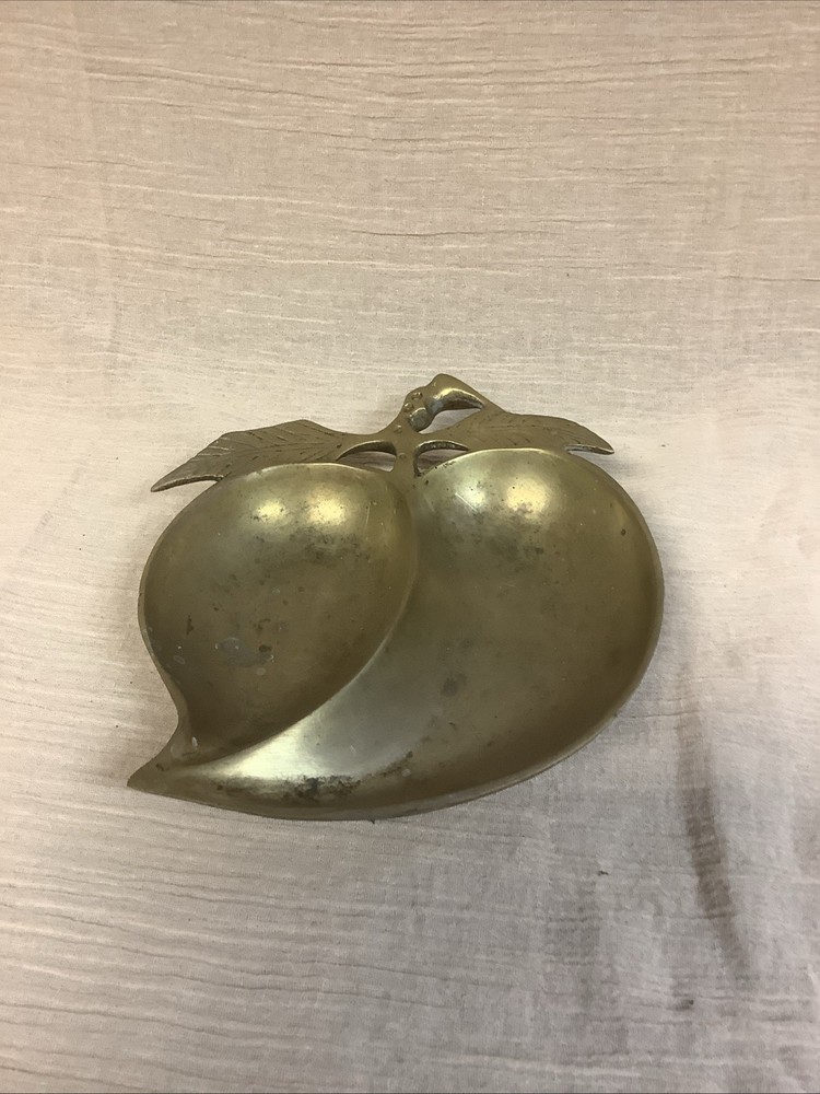 Neiman Marcus Solid Brass Chinese Peach Trinket Candy Dish Bowl EUC