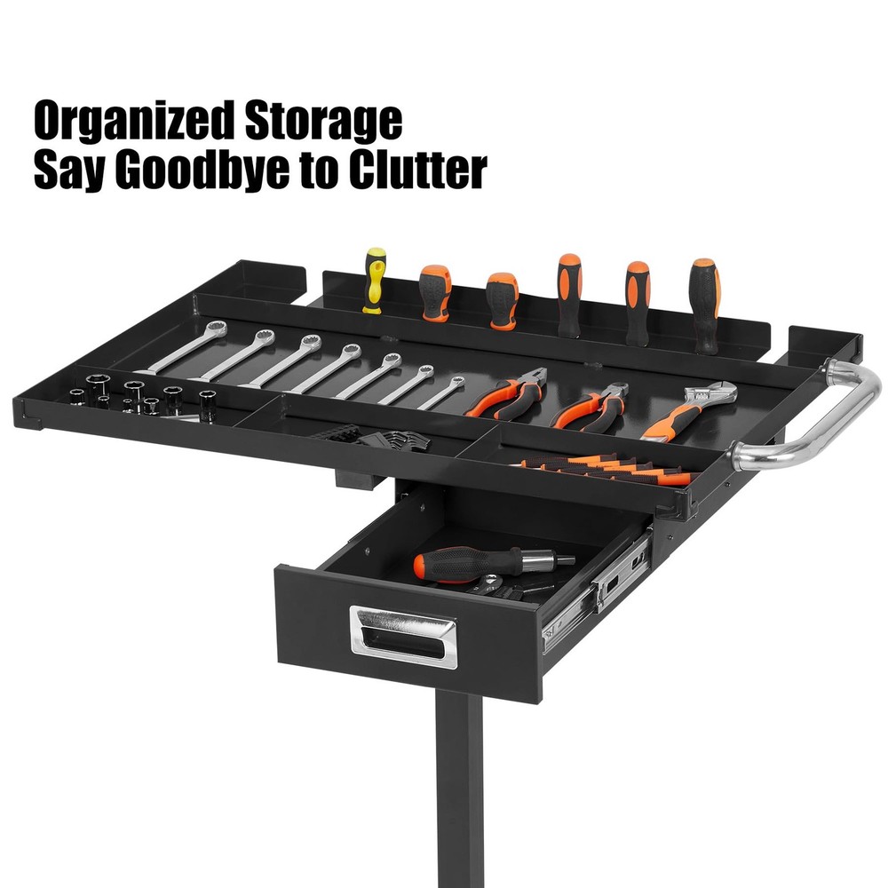 ⭐Rolling Tool Tray with Wheels Adjustable Height Mobile Work Table 300Lb Capacit