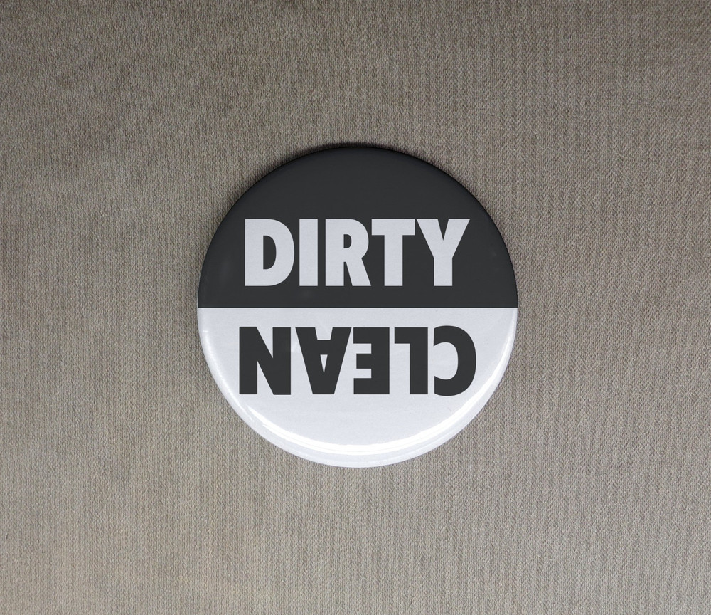 Clean Dirty 1.25” Reversible Button Language Comedy Joke Button