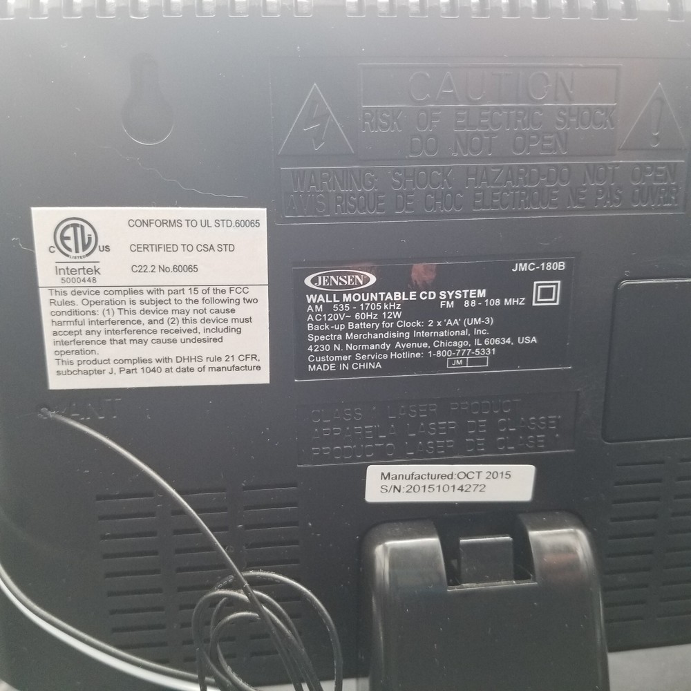 Jensen Wall Mountable CD System JMC-180B AM/FM Stereo with Remote Control