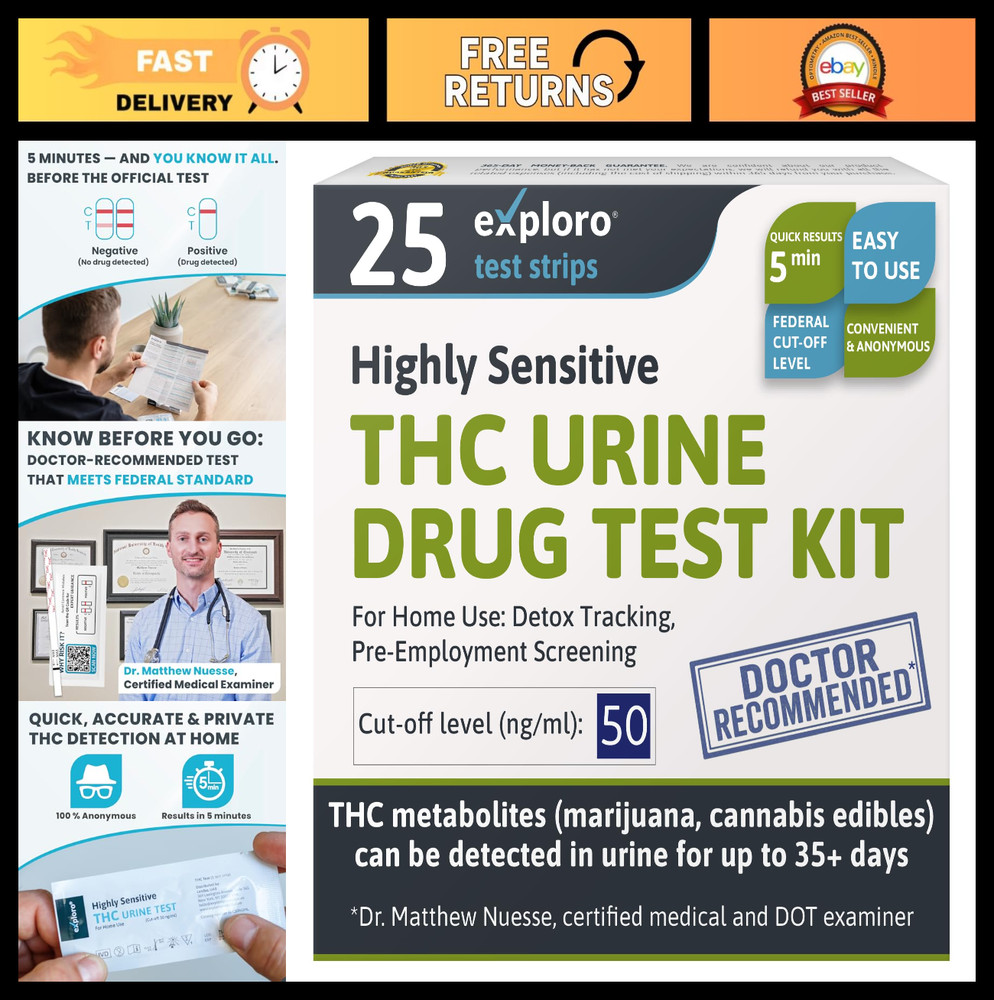 25 Pack THC Drug Test Kit - Home Marijuana Testing - Bulk Value THC Tests