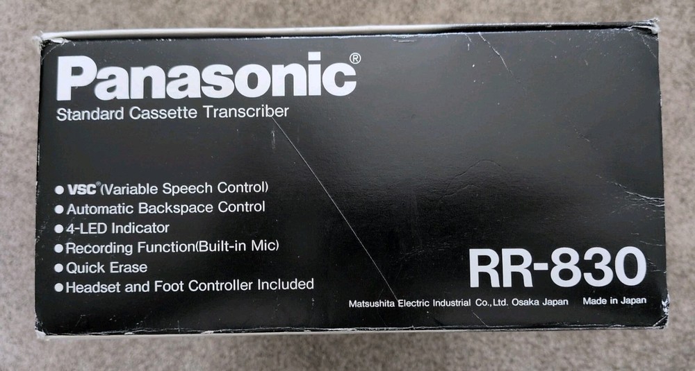 Panasonic RR-830 Desktop Cassette Transcriber / Recorder Open Boxed Never Used