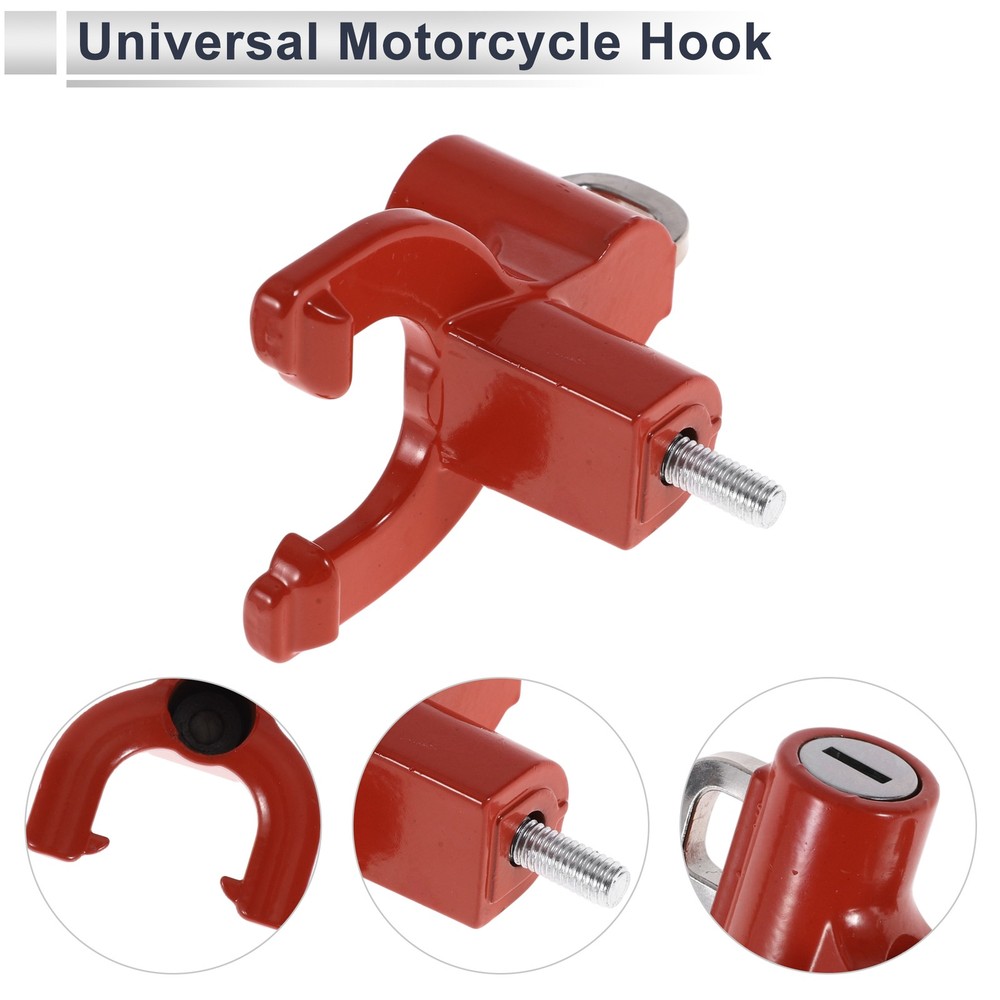 Double Metal Fork Hook for Motorcycle 1 Set Bright Red