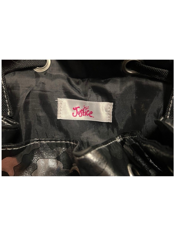 JUSTICE BRAND SHINY BLACK CAMMO BACKPACK EXCELLENT CONDITION