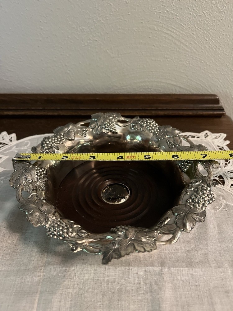 Vintage SilverPlate Grapevine Champagne Wine Bottle Coaster