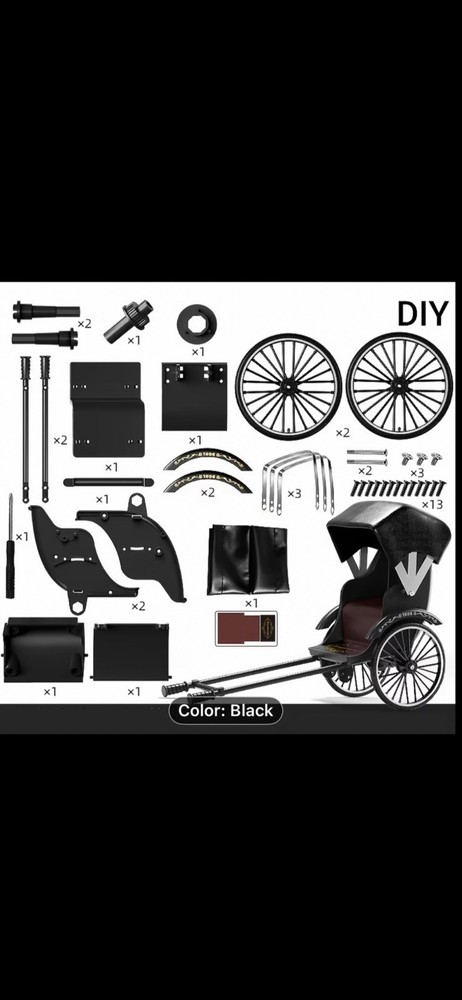 Handcrafted Rickshaw Model Ideal for Office Study & Living Room Decor ”BLACK”